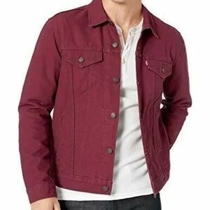 Men's Burgundy Denim Jacket